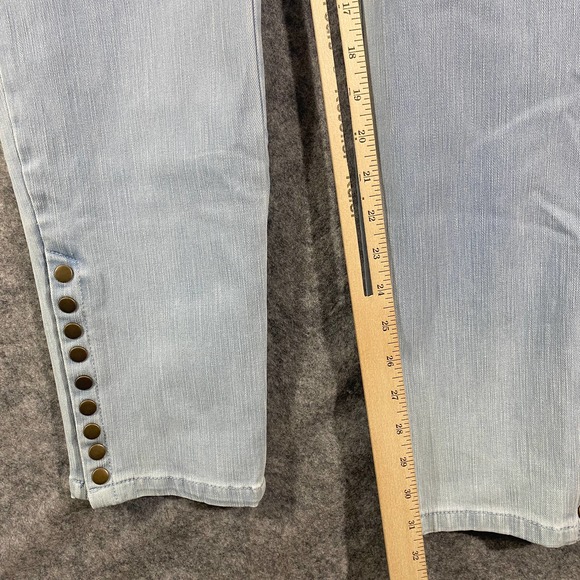 Soft Surroundings Pants Small Tall Light Blue High Rise Chambray Button Hem - Picture 8 of 11